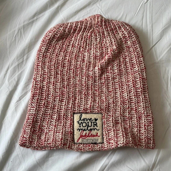 love your melon beanie hat red white knit zach sobiech edition - Picture 1 of 5